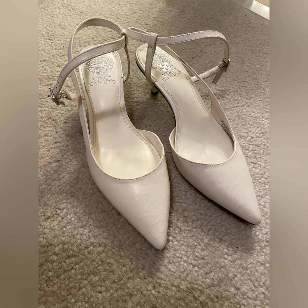 Vince Camino 1-inch heels, white. Worn once.